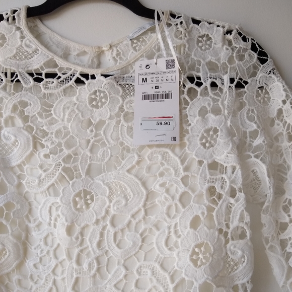 💙 NWT zara pure white lace romper with slip - Picture 3 of 5
